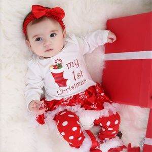 Boutique Baby Girl Christmas 4pc Tutu Set (A)18-24